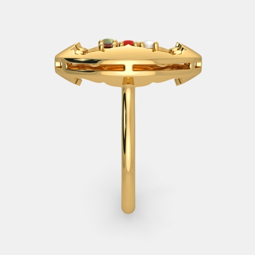 Diamond And Navaratna 1 Ring In Yellow Gold (8.2 Gram) With Diamonds (0.032 Ct)