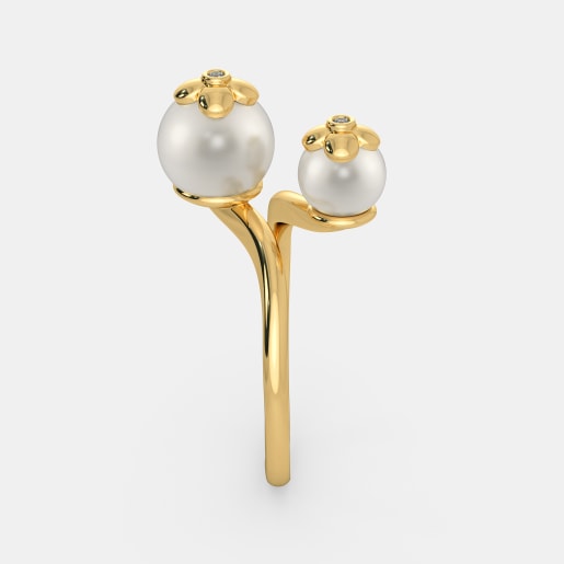 Diamond And White Pearl Ring In Yellow Gold (3.12 Gram) With Diamonds (0.016 Ct)