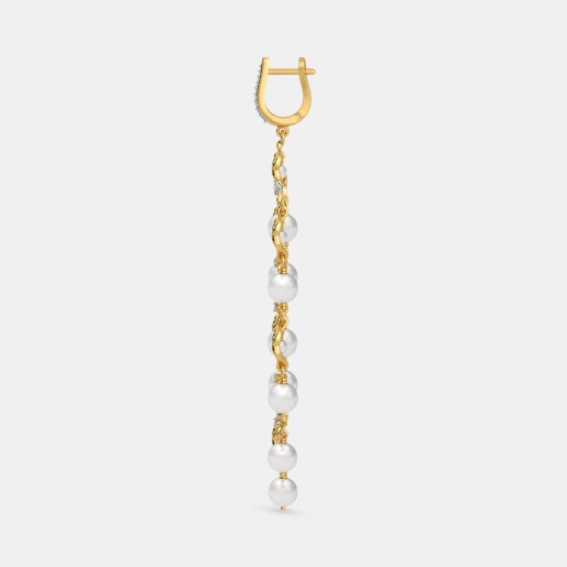 Diamond And White Pearl Earring In Yellow Gold (21.46 Gram) With Diamonds (0.366 Ct)
