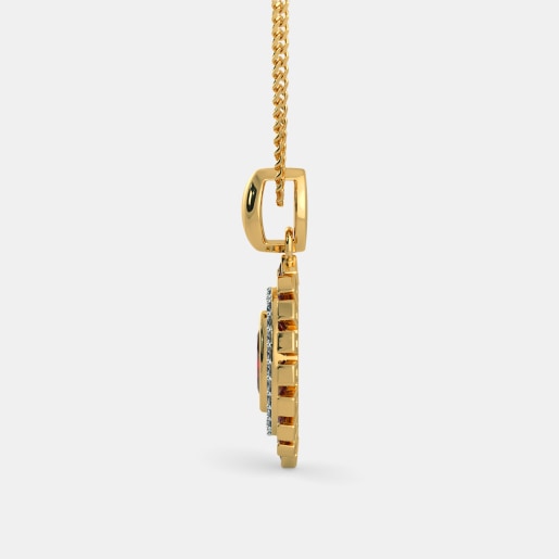 Diamond And Ruby Pendant In Yellow Gold (2.88 Gram) With Diamonds (0.182 Ct)